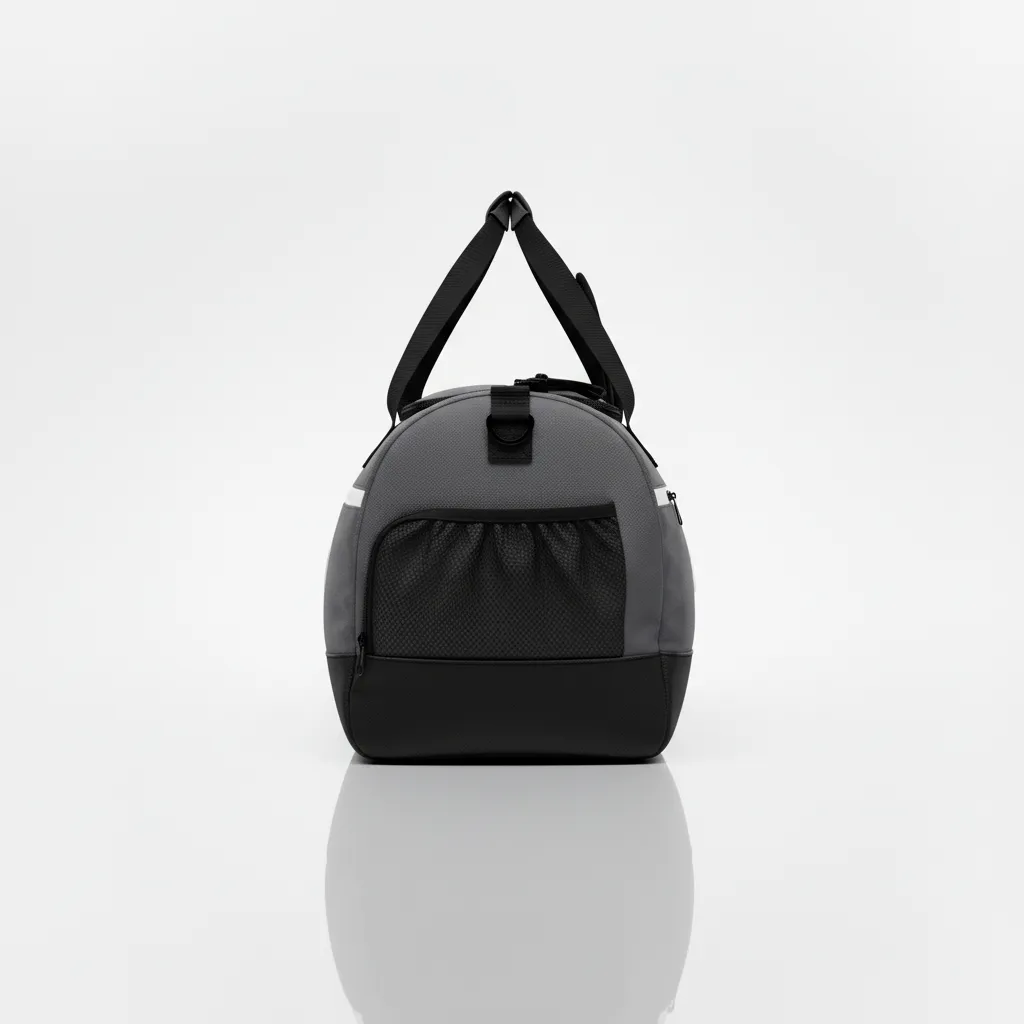 Custom Wrestling Gearbag - White - Gear Bag Charcoal Contrast Stripe - Side View - HAMCO Sports Inc.