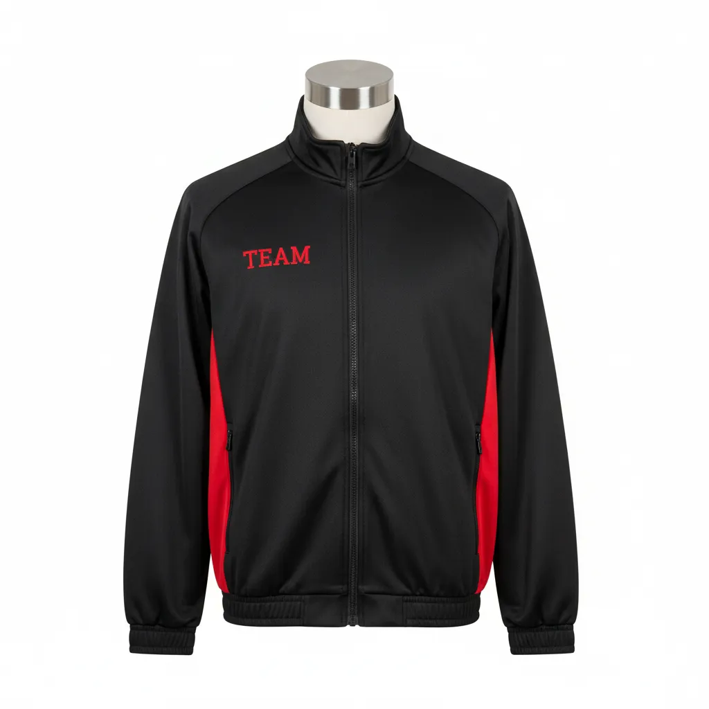 Custom Wrestling Lightweight Track Jacket - Black, Red - Track Jacket Side Panel - Front View - HAMCO Sports Inc.