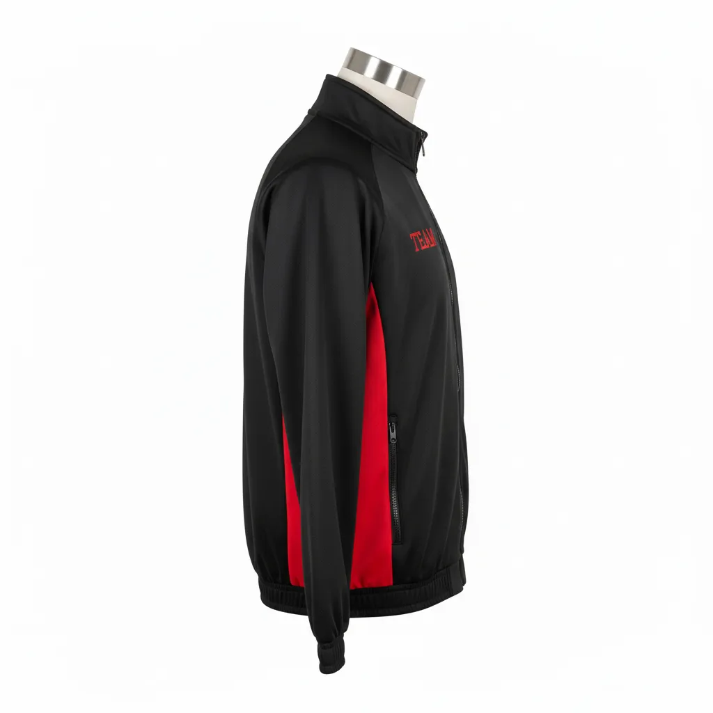 Custom Wrestling Lightweight Track Jacket - Black, Red - Track Jacket Side Panel - Side View - HAMCO Sports Inc.