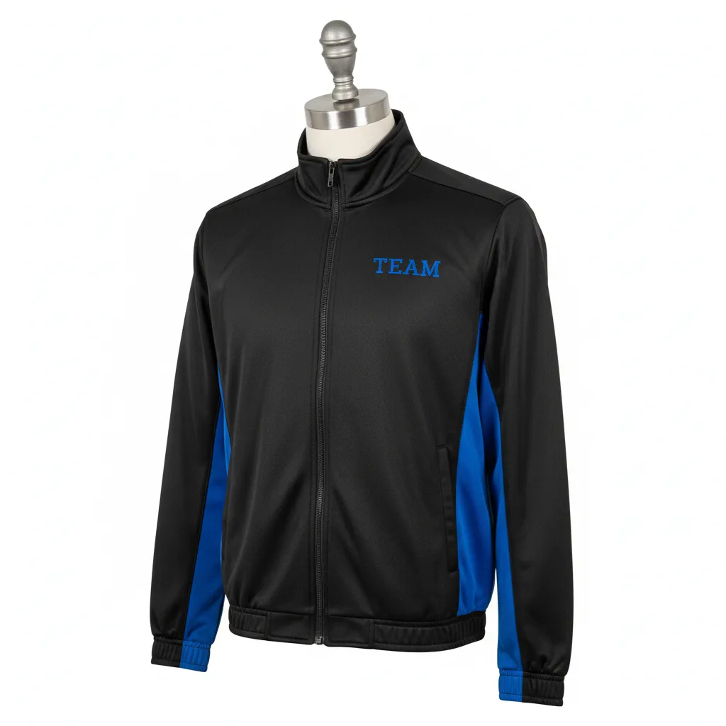 Custom Wrestling Lightweight Track Jacket - Black - Track Jacket Royal Side Panel - Front View - HAMCO Sports Inc.