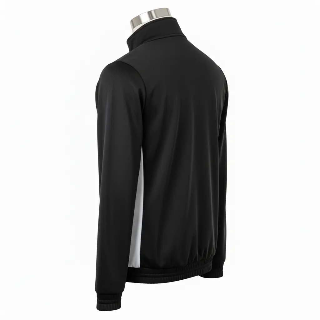 Custom Wrestling Lightweight Track Jacket - Black, White - Track Jacket Side Panel - Back View - HAMCO Sports Inc.