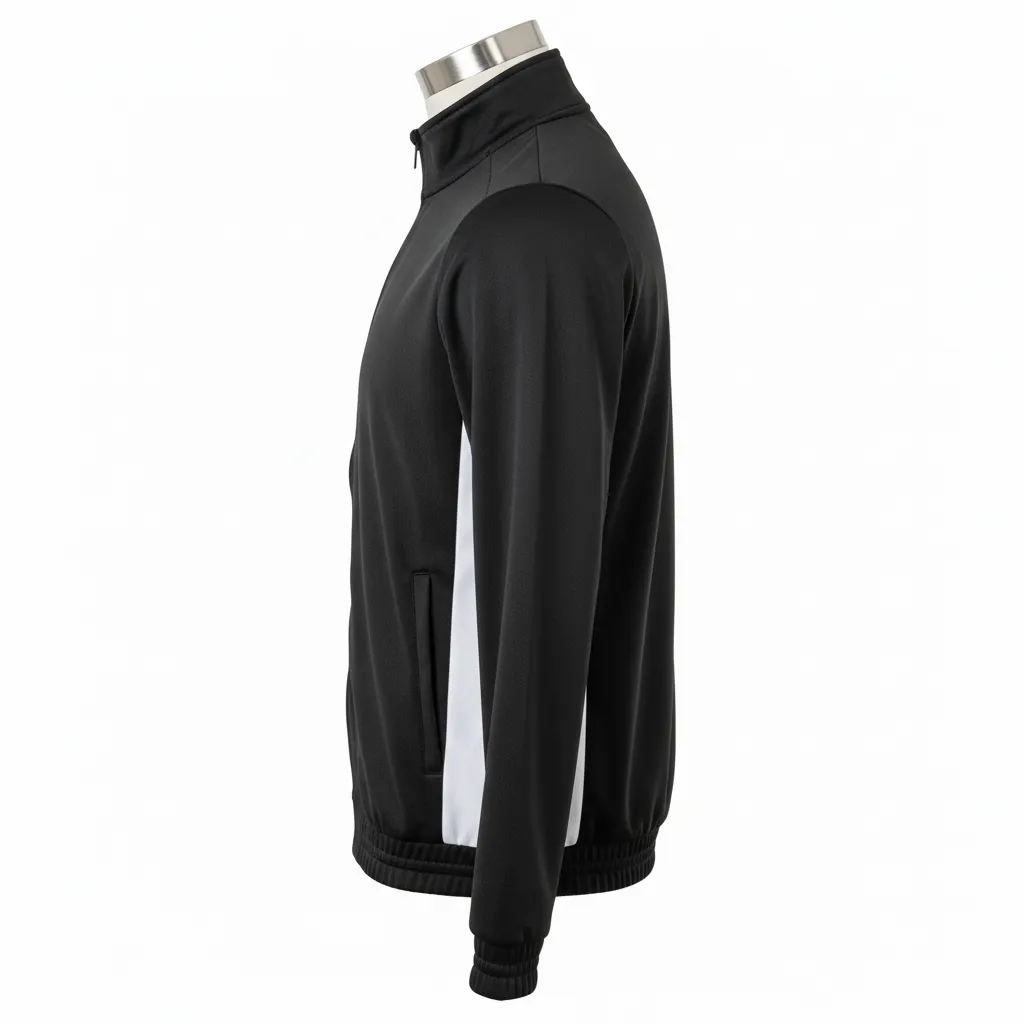 Custom Wrestling Lightweight Track Jacket - Black, White - Track Jacket Side Panel - Side View - HAMCO Sports Inc.