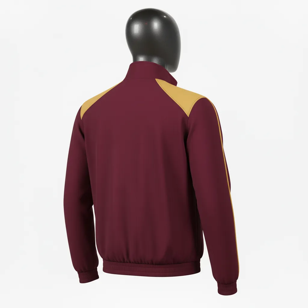 Custom Wrestling Lightweight Track Jacket - Burgundy, Gold - Track Jacket Vegas Shoulder Panel - Back View - HAMCO Sports Inc.