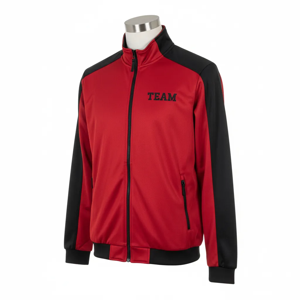 Custom Wrestling Lightweight Track Jacket - Black - Track Jacket Cardinal Shoulder Panel - Front View - HAMCO Sports Inc.