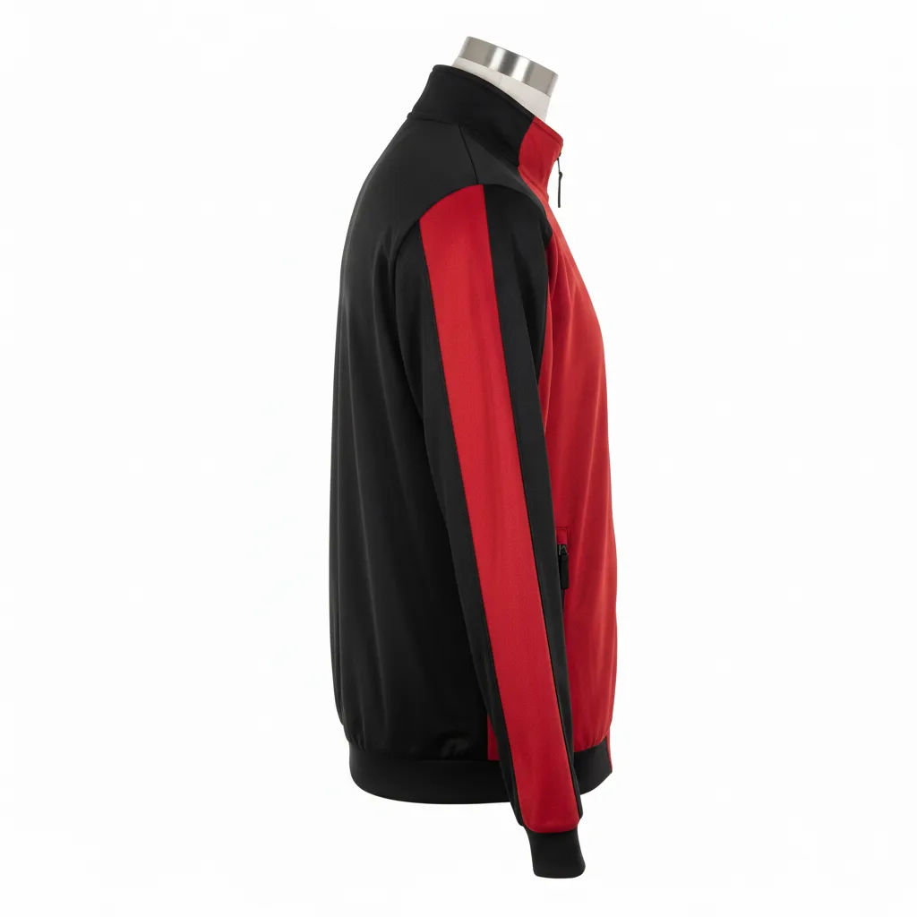 Custom Wrestling Lightweight Track Jacket - Black - Track Jacket Cardinal Shoulder Panel - Side View - HAMCO Sports Inc.
