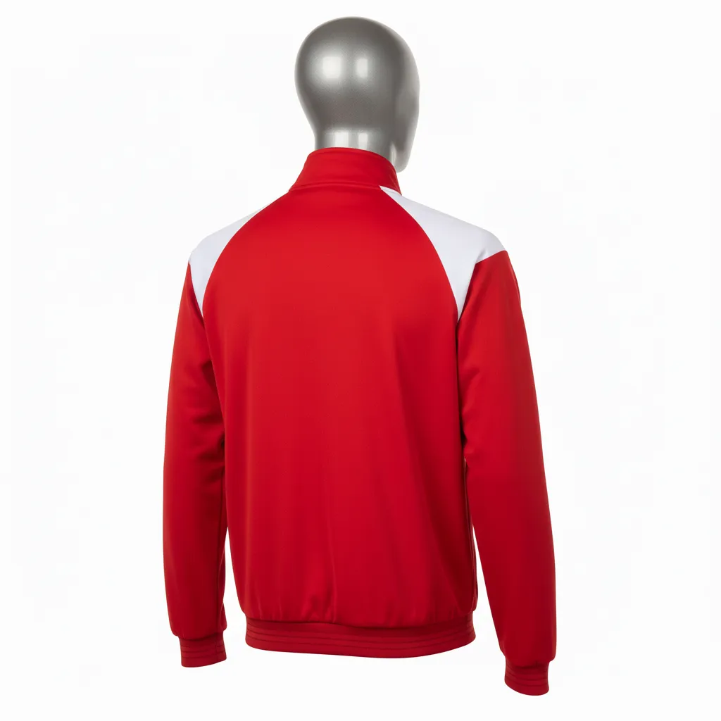 Custom Wrestling Lightweight Track Jacket - White - Track Jacket Cardinal Shoulder Panel - Back View - HAMCO Sports Inc.