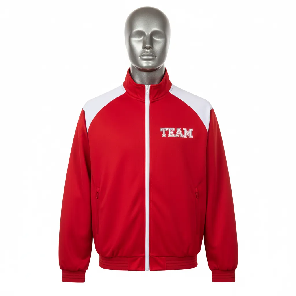 Custom Wrestling Lightweight Track Jacket - White - Track Jacket Cardinal Shoulder Panel - Front View - HAMCO Sports Inc.