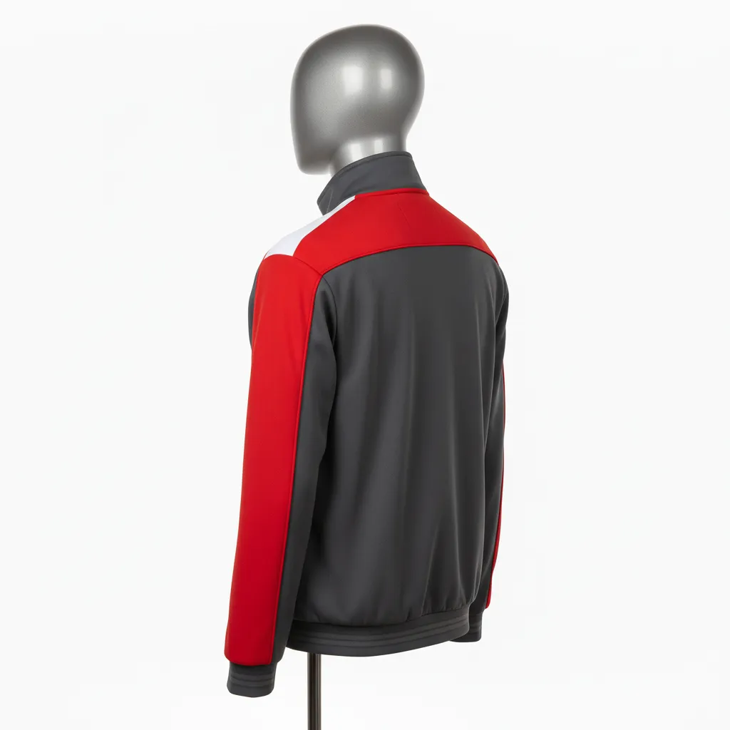 Custom Wrestling Lightweight Track Jacket - Red - Track Jacket Charcoal Stripe - Back View - HAMCO Sports Inc.