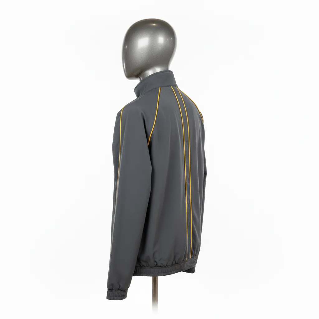 Custom Wrestling Lightweight Track Jacket - Gold - Track Jacket Charcoal Vegas Piping - Back View - HAMCO Sports Inc.