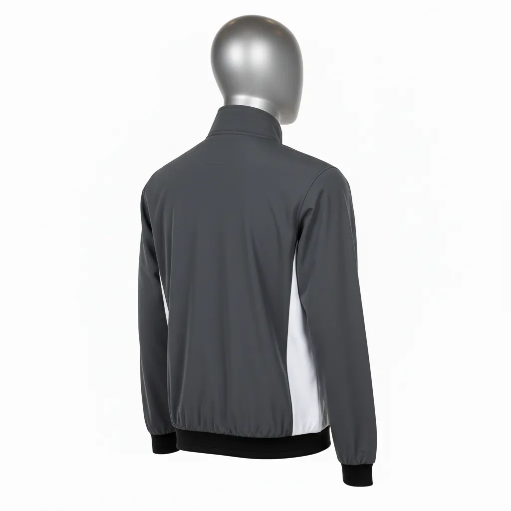 Custom Wrestling Lightweight Track Jacket - White - Track Jacket Charcoal Side Panel - Back View - HAMCO Sports Inc.