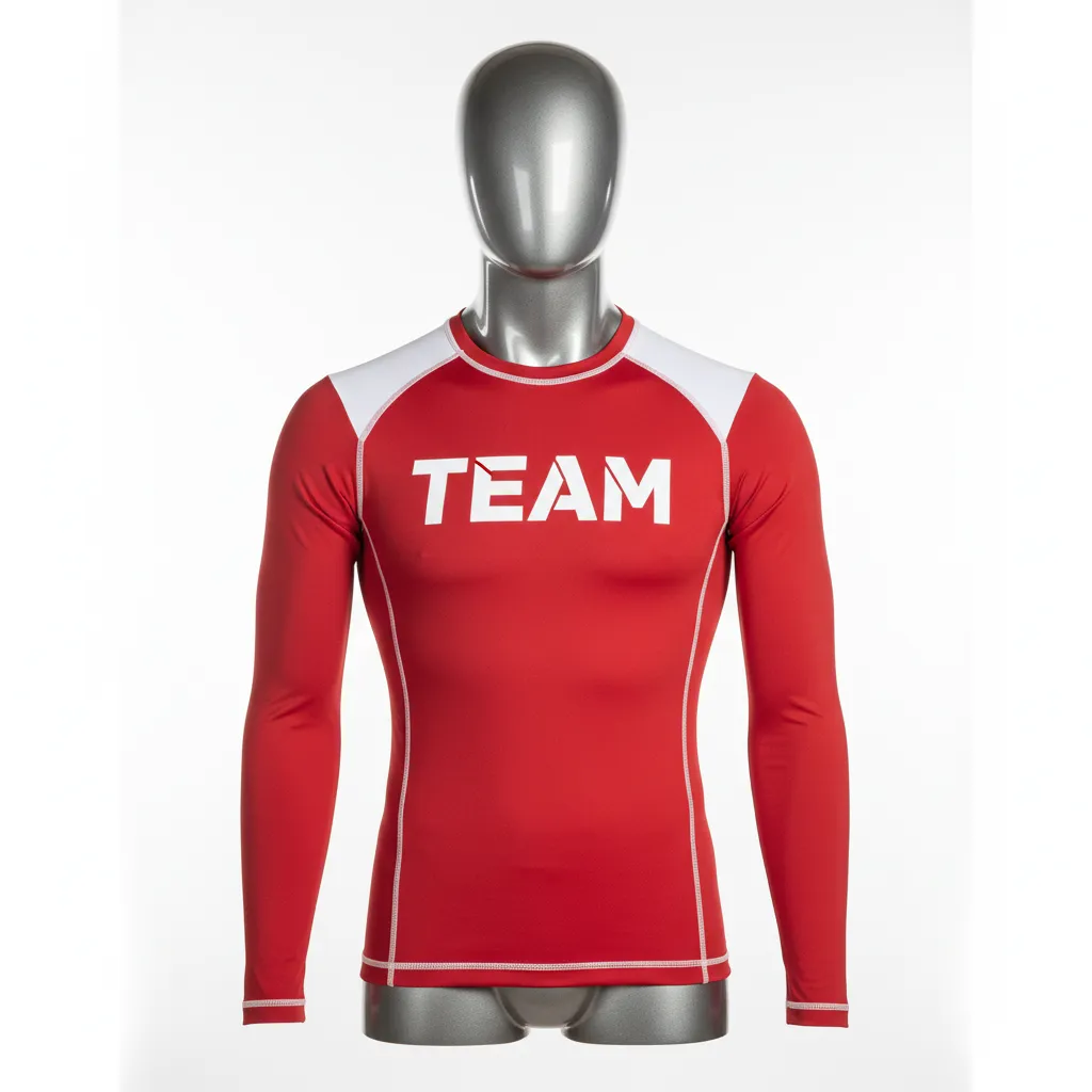 Custom Wrestling Long Sleeve Compression Shirt - White - Long Sleeve Compression Shirt Cardinal Shoulder Panel - Front View - HAMCO Sports Inc.