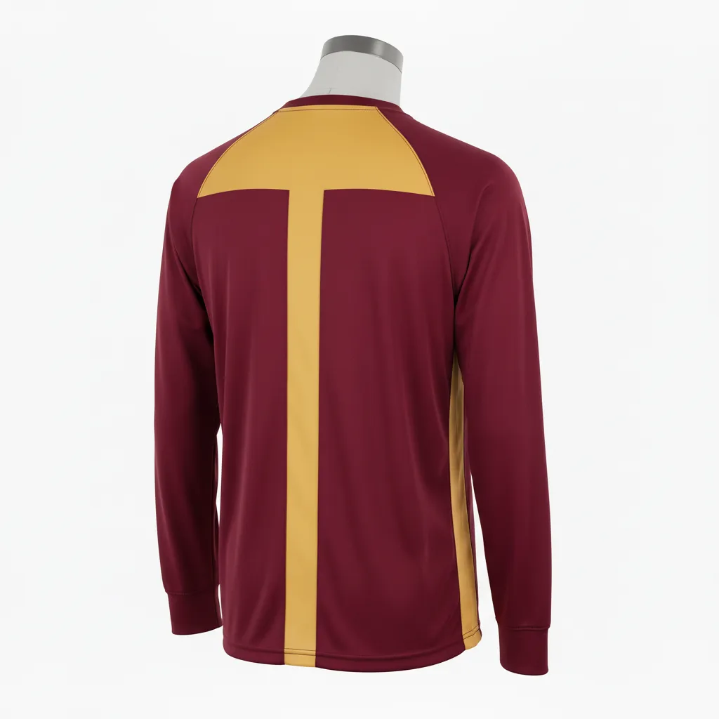 Custom Wrestling Long Sleeve Performance Shirt - Burgundy, Gold - Long Sleeve Performance Shirt Vegas Shoulder Panel - Back View - HAMCO Sports Inc.