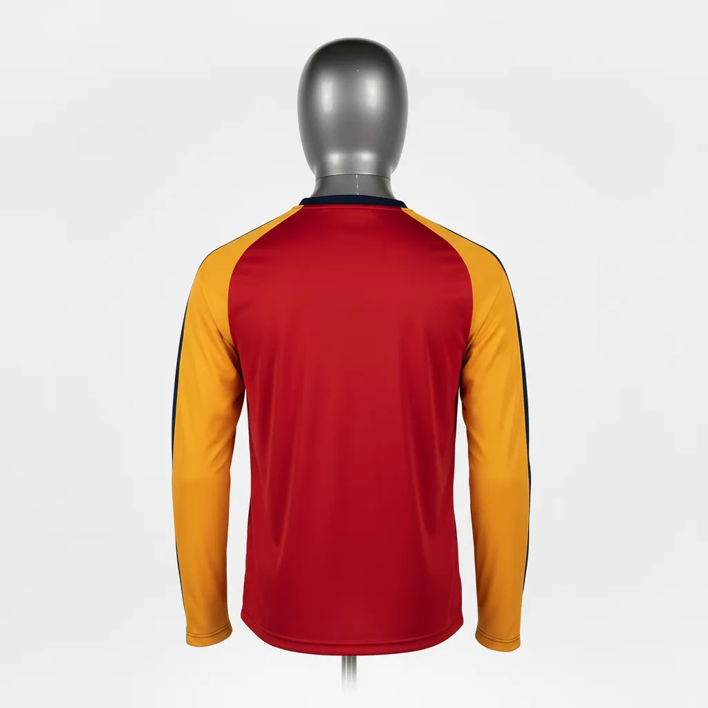 Custom Wrestling Long Sleeve Performance Shirt - Gold - Long Sleeve Performance Shirt Cardinal Vegas Sleeve Stripe - Back View - HAMCO Sports Inc.