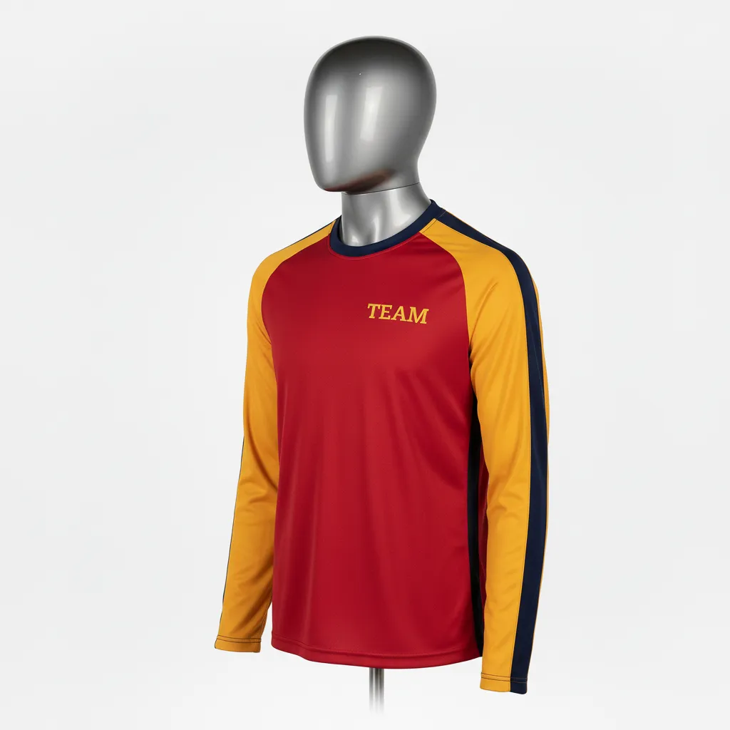 Custom Wrestling Long Sleeve Performance Shirt - Gold - Long Sleeve Performance Shirt Cardinal Vegas Sleeve Stripe - Front View - HAMCO Sports Inc.