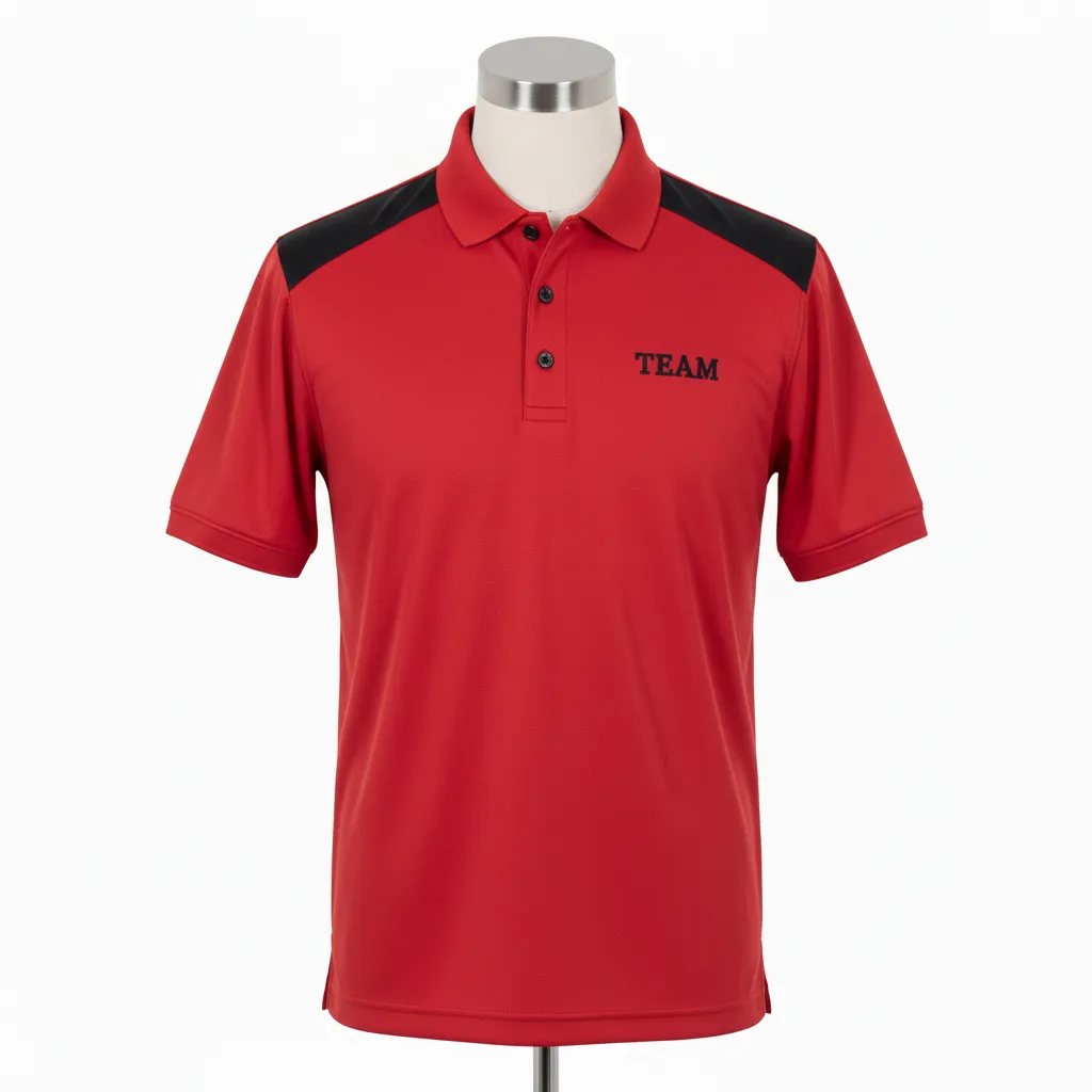 Custom Wrestling Performance Polo Shirt - Black - Polo Shirt Cardinal Shoulder Panel - Front View - HAMCO Sports Inc.