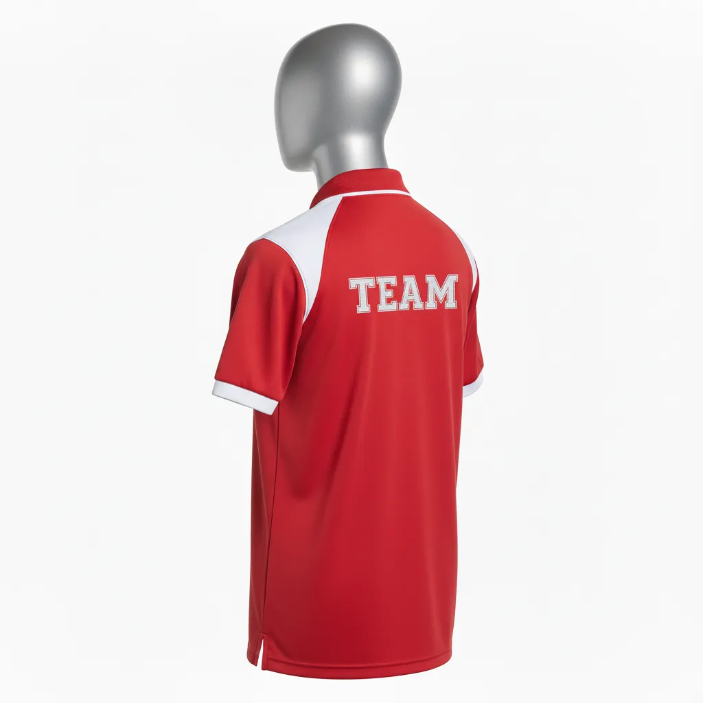 Custom Wrestling Performance Polo Shirt - White - Polo Shirt Cardinal Shoulder Panel - Front View - HAMCO Sports Inc.