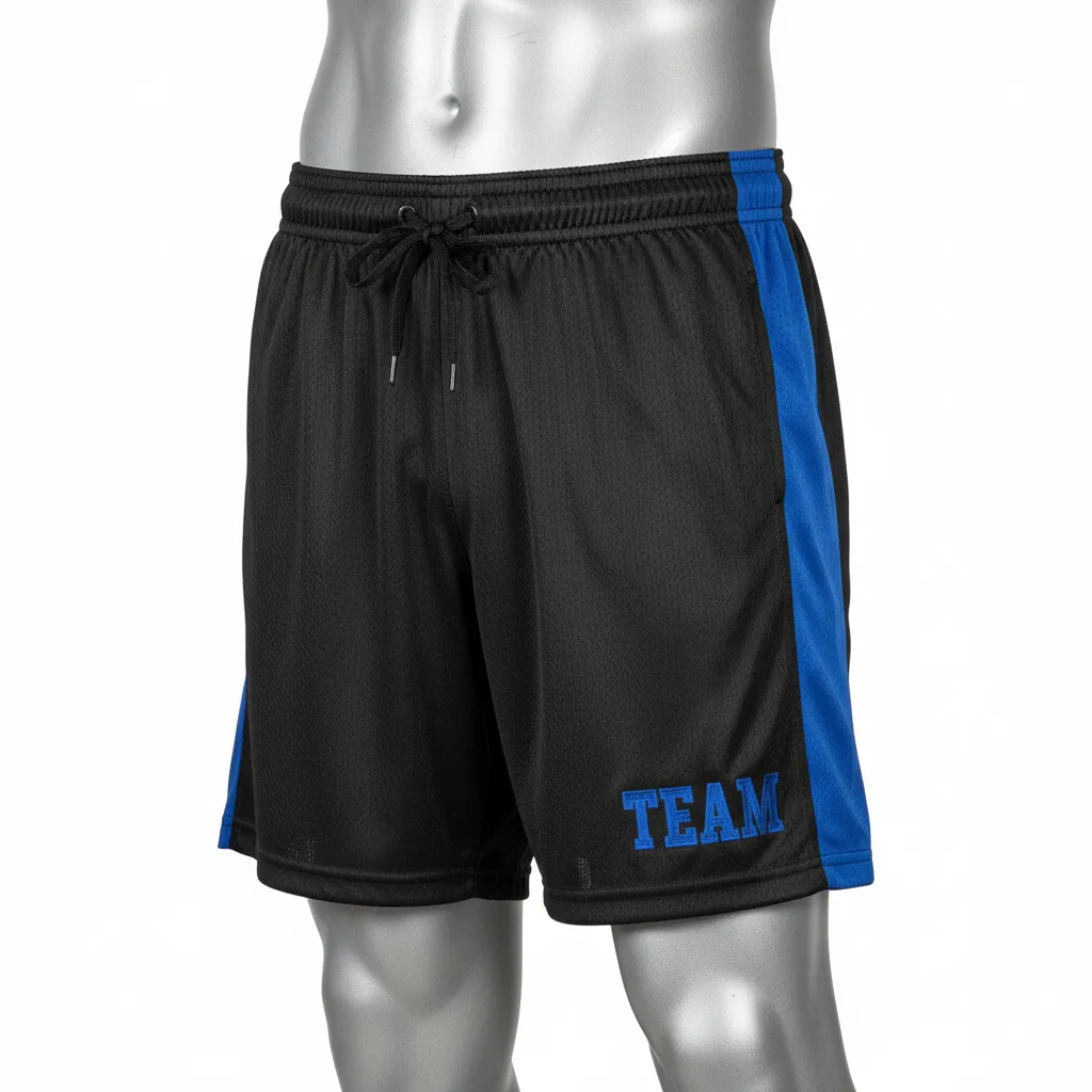Custom Wrestling Practice Shorts - Black - Practice Shorts Royal Panel - Front View - HAMCO Sports Inc.