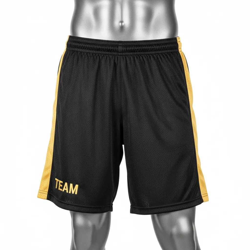 Custom Wrestling Practice Shorts - Black, Gold - Practice Shorts Vegas Side Stripe - Front View - HAMCO Sports Inc.