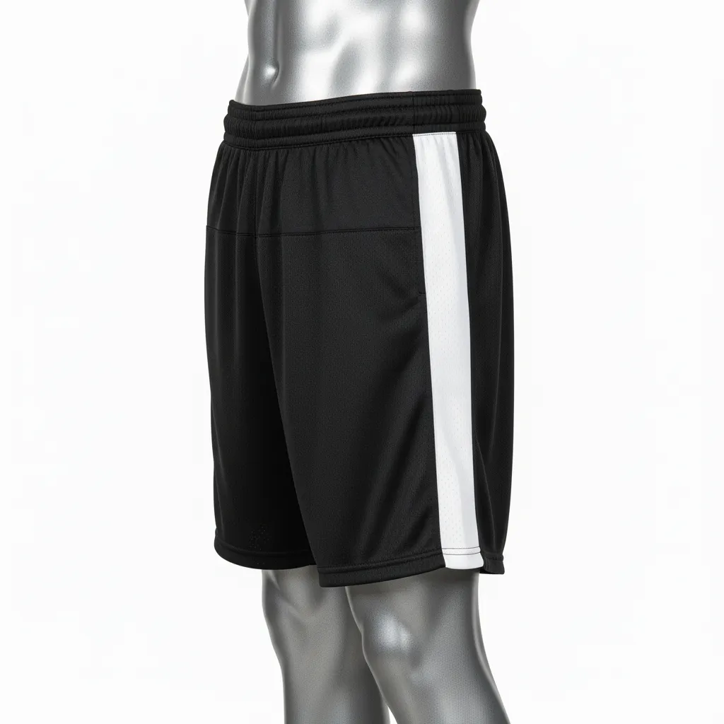 Custom Wrestling Practice Shorts - Black, White - Practice Shorts Panel - Back View - HAMCO Sports Inc.