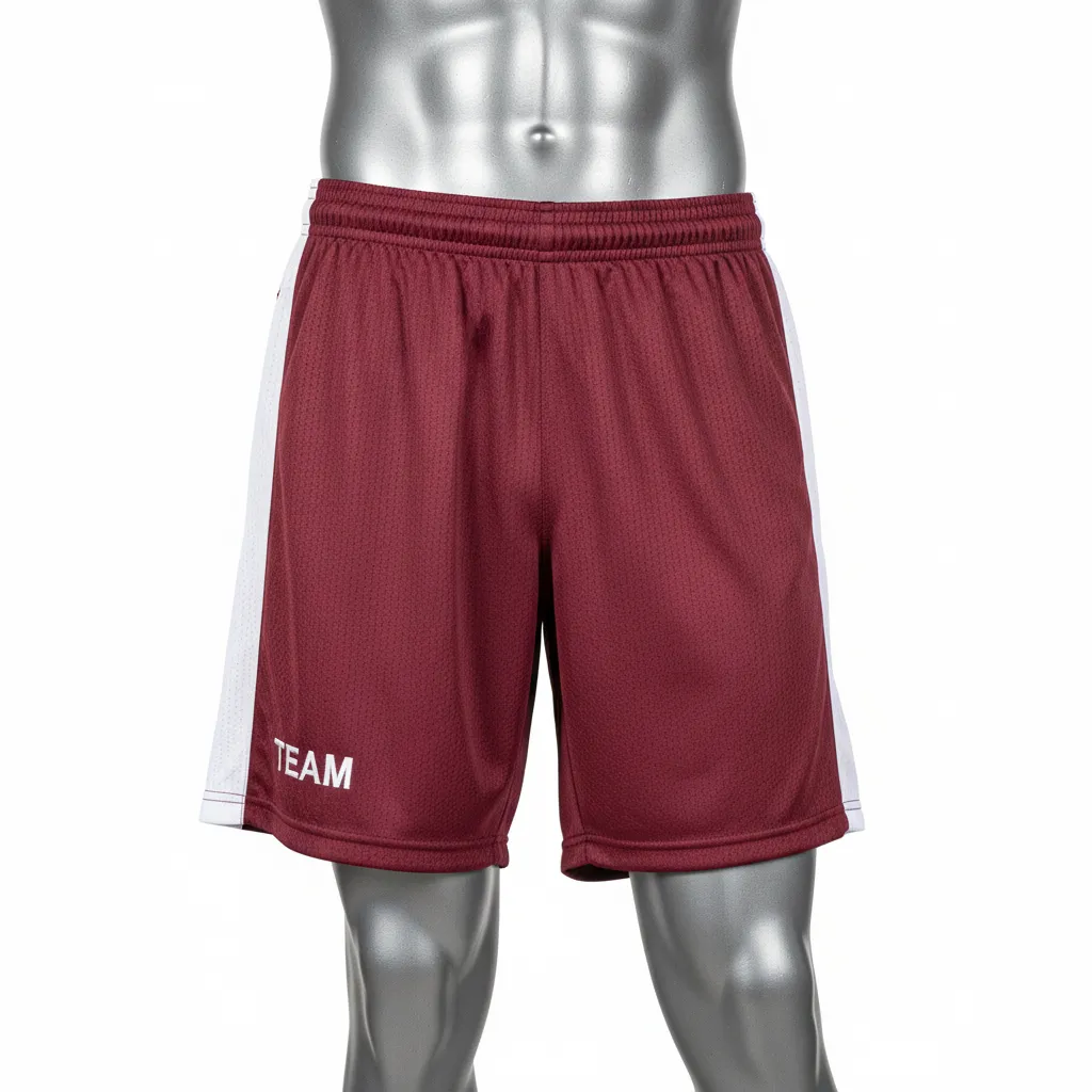 Custom Wrestling Practice Shorts - Burgundy, White - Practice Shorts Panel - Front View - HAMCO Sports Inc.
