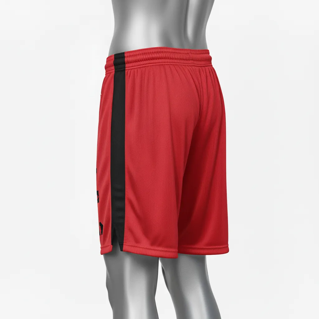 Custom Wrestling Practice Shorts - Black - Practice Shorts Cardinal Panel - Back View - HAMCO Sports Inc.