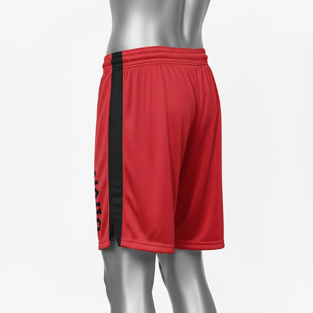 Custom Wrestling Practice Shorts - Black - Practice Shorts Cardinal Panel - Side View - HAMCO Sports Inc.