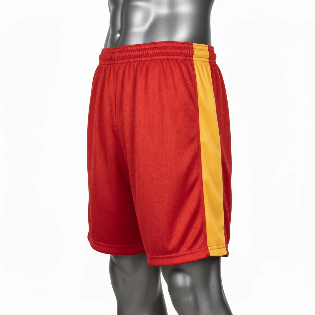 Custom Wrestling Practice Shorts - Gold - Practice Shorts Cardinal Vegas Panel - Back View - HAMCO Sports Inc.