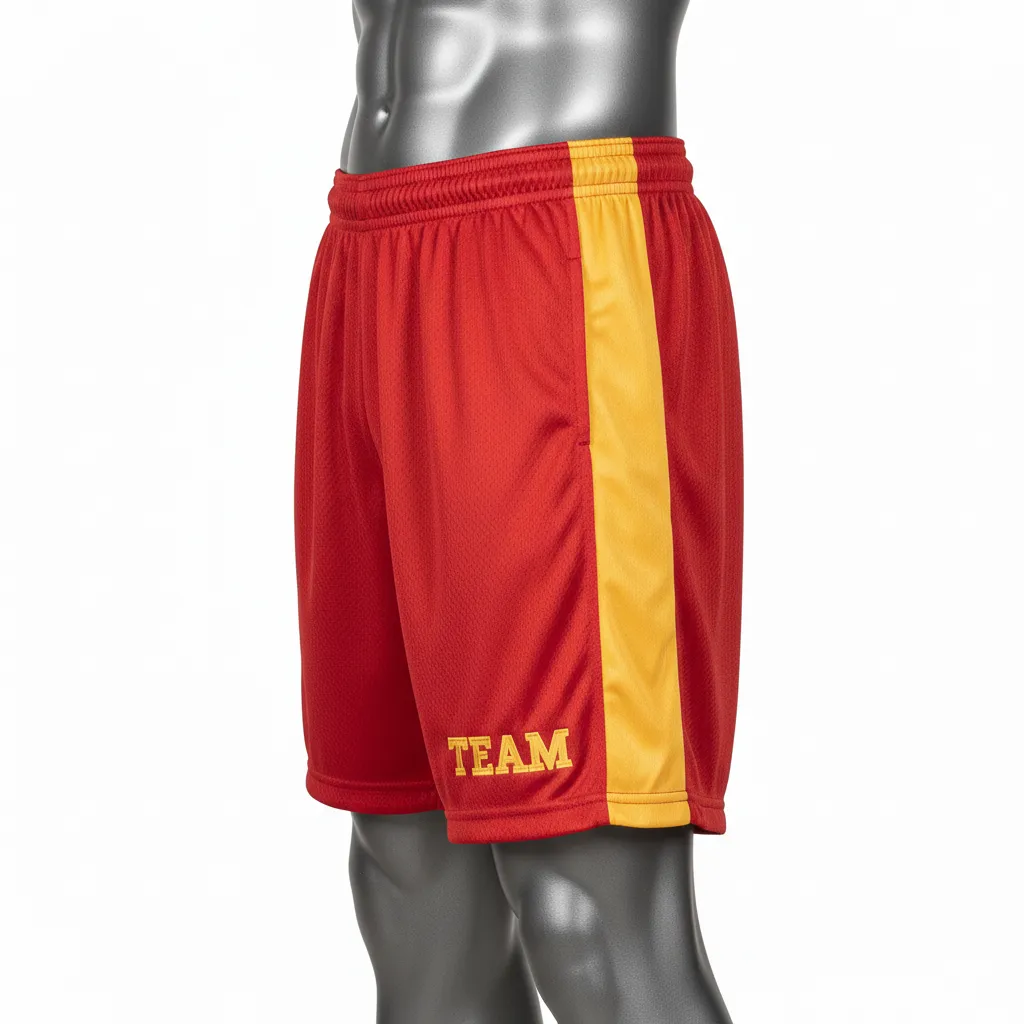 Custom Wrestling Practice Shorts - Gold - Practice Shorts Cardinal Vegas Panel - Side View - HAMCO Sports Inc.