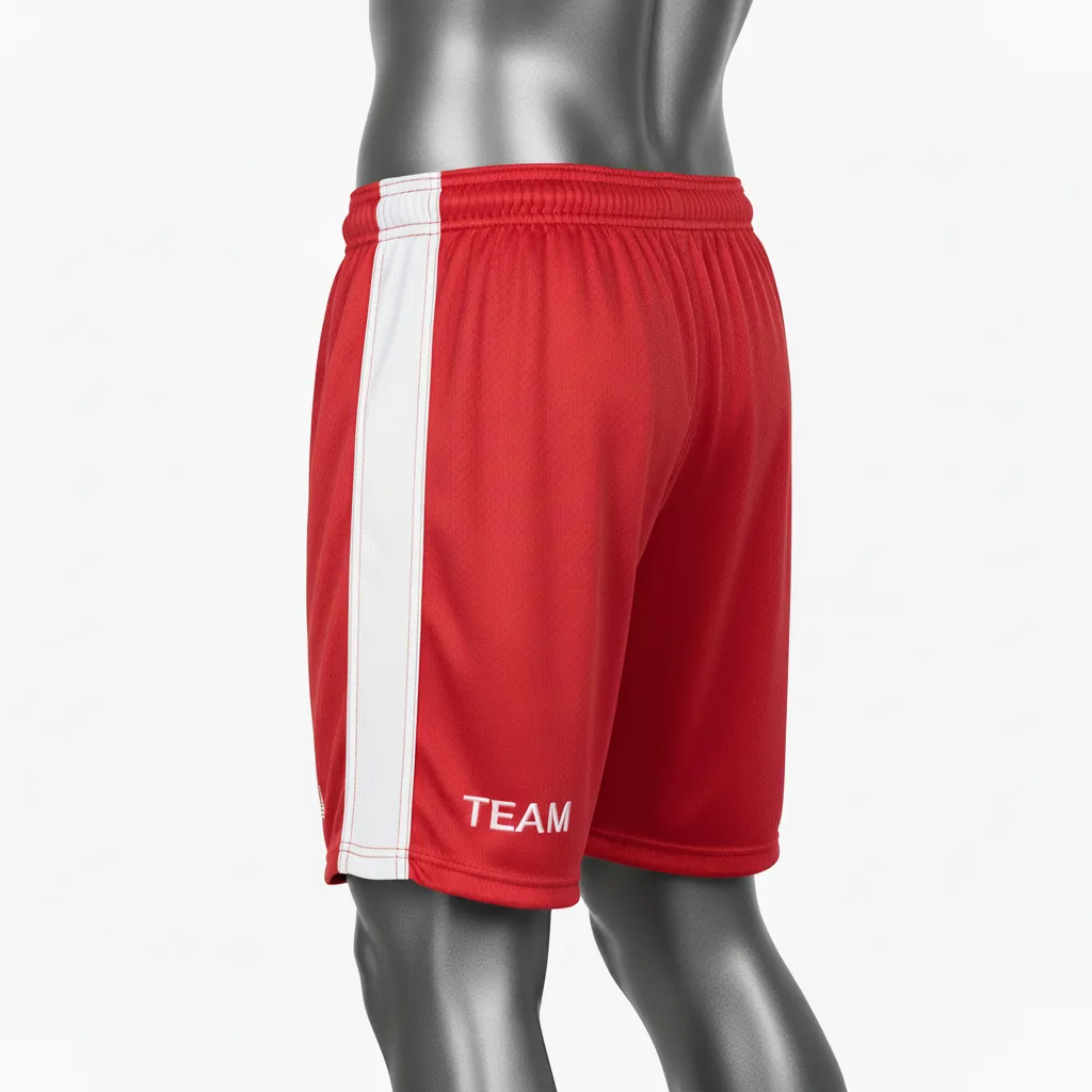 Custom Wrestling Practice Shorts - White - Practice Shorts Cardinal Panel - Side View - HAMCO Sports Inc.