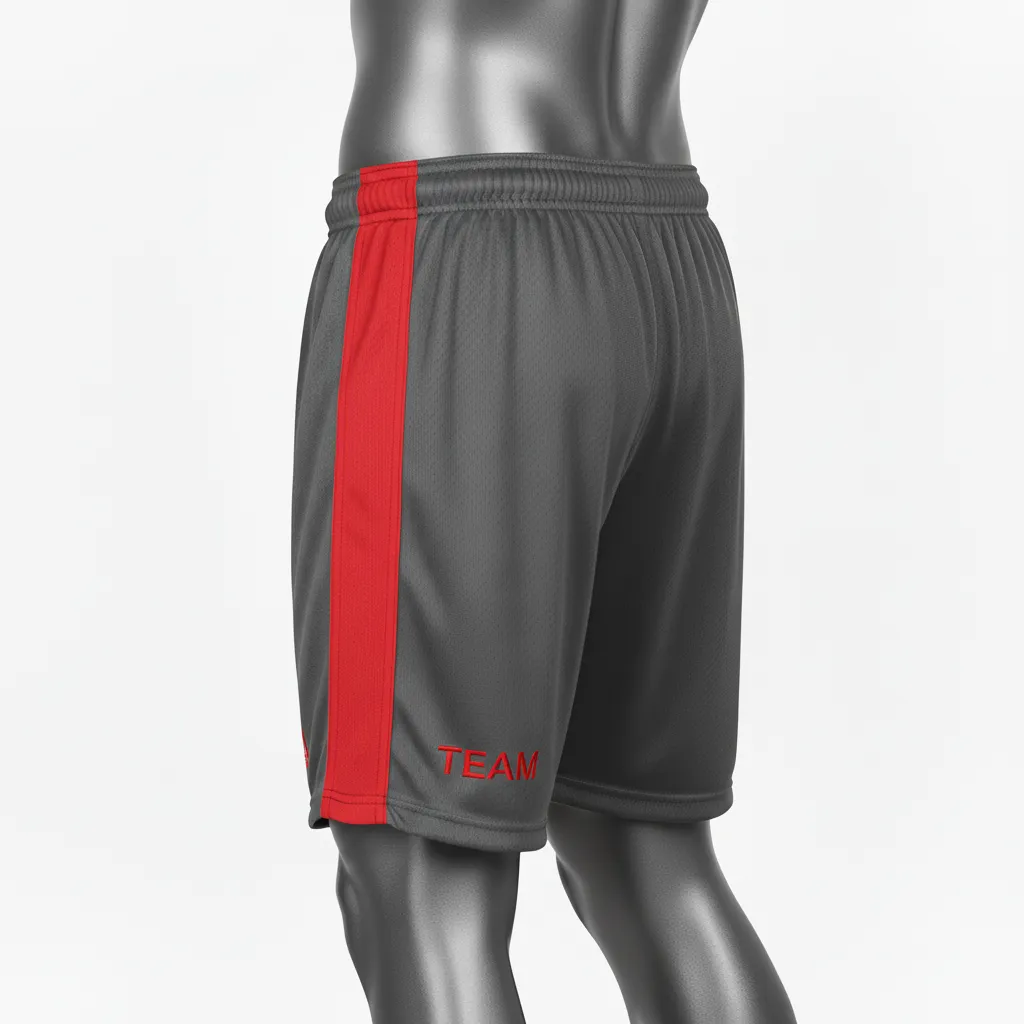 Custom Wrestling Practice Shorts - Red - Practice Shorts Charcoal Stripe - Front View - HAMCO Sports Inc.
