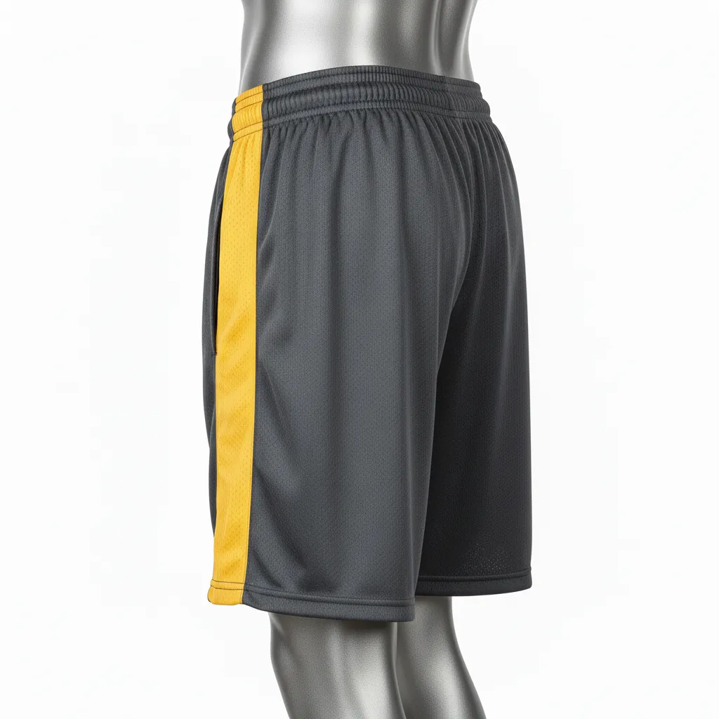 Custom Wrestling Practice Shorts - Gold - Practice Shorts Charcoal Vegas Stripe - Back View - HAMCO Sports Inc.