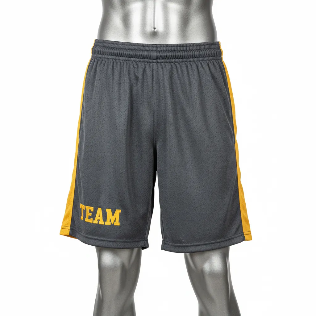Custom Wrestling Practice Shorts - Gold - Practice Shorts Charcoal Vegas Stripe - Front View - HAMCO Sports Inc.