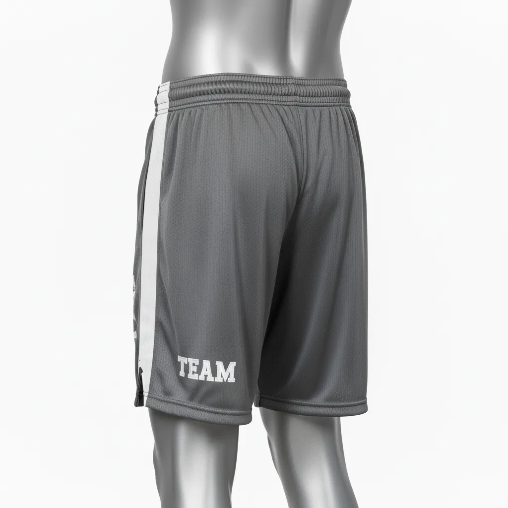 Custom Wrestling Practice Shorts - White - Practice Shorts Charcoal Panel - Back View - HAMCO Sports Inc.