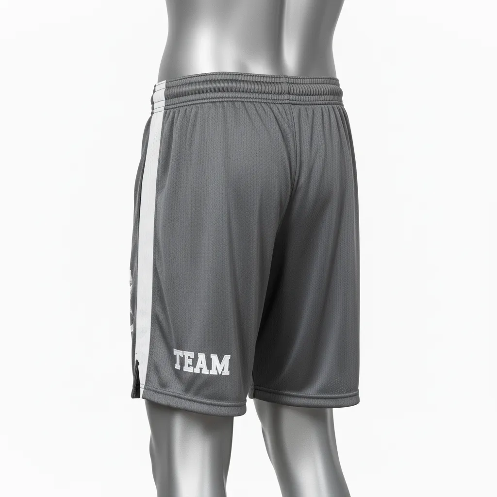 Custom Wrestling Practice Shorts - White - Practice Shorts Charcoal Panel - Side View - HAMCO Sports Inc.