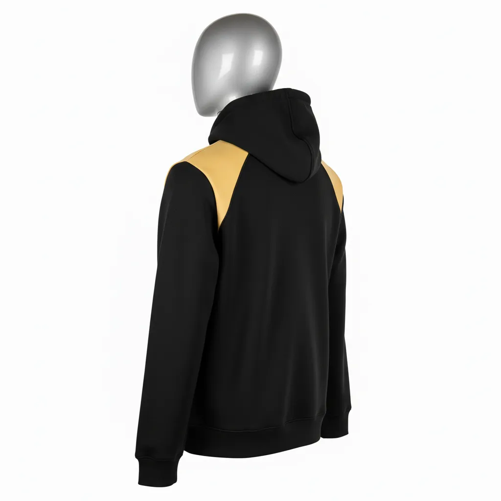Custom Wrestling Pullover Hoodie - Black, Gold - Pullover Hoodie Vegas Shoulder Stripe - Back View - HAMCO Sports Inc.