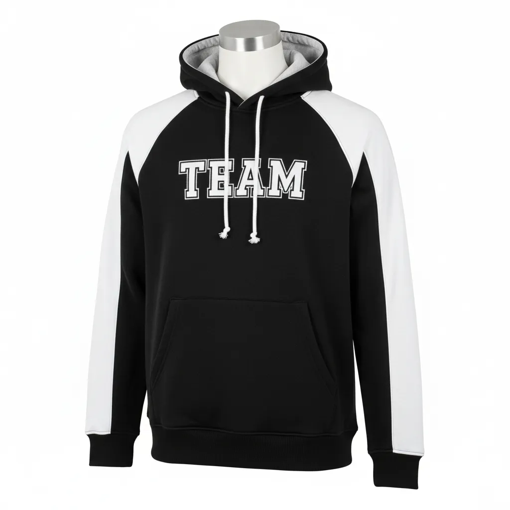 Custom Wrestling Pullover Hoodie - Black, White - Pullover Hoodie Raglan Sleeve - Front View - HAMCO Sports Inc.