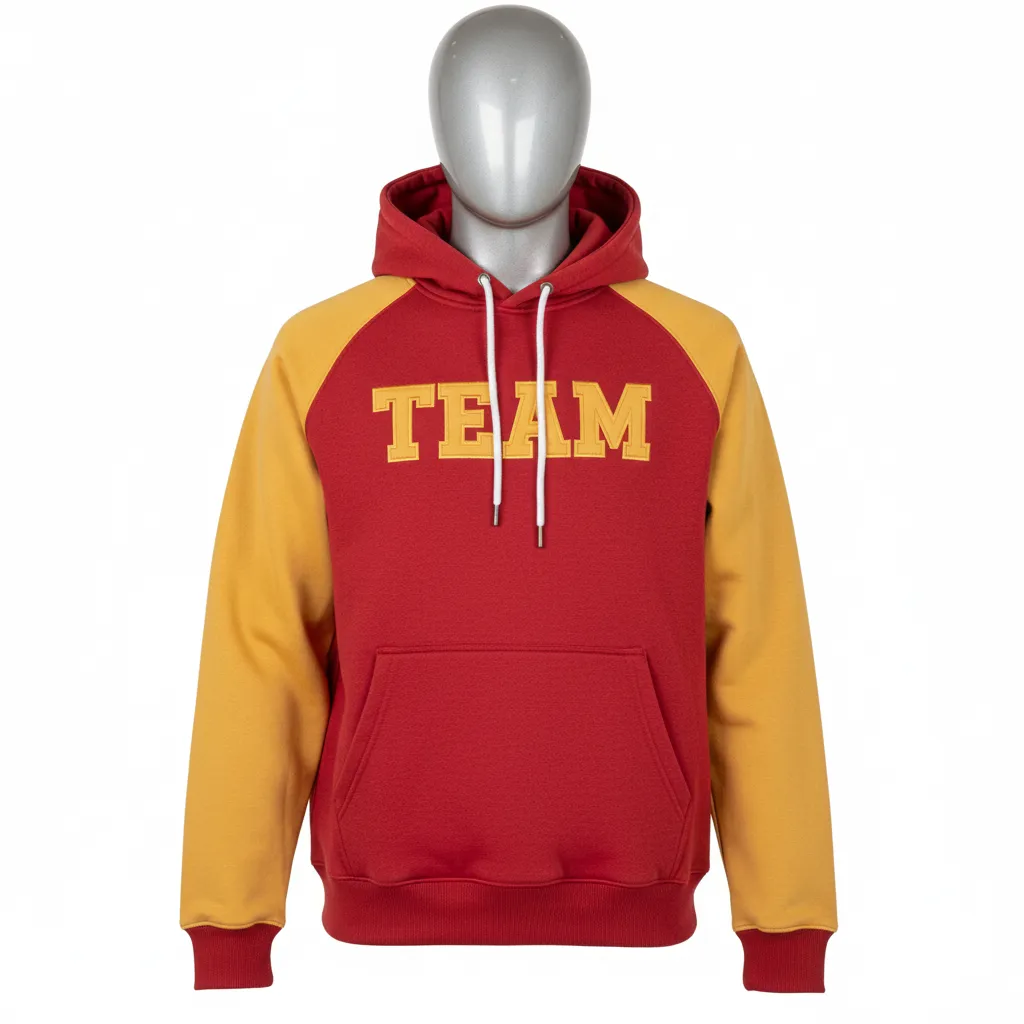 Custom Wrestling Pullover Hoodie - Gold - Pullover Hoodie Cardinal Vegas Raglan - Front View - HAMCO Sports Inc.