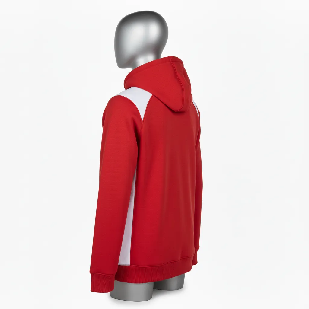 Custom Wrestling Pullover Hoodie - White - Pullover Hoodie Cardinal Side Panel - Back View - HAMCO Sports Inc.