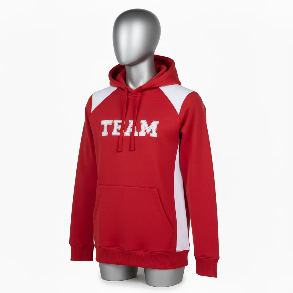 Custom Wrestling Pullover Hoodie - White - Pullover Hoodie Cardinal Side Panel - Front View - HAMCO Sports Inc.