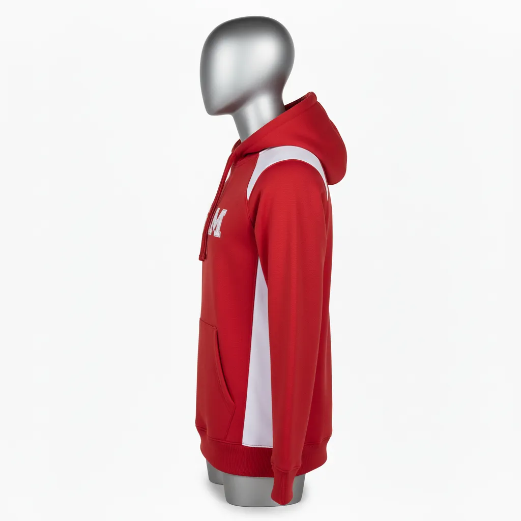 Custom Wrestling Pullover Hoodie - White - Pullover Hoodie Cardinal Side Panel - Side View - HAMCO Sports Inc.