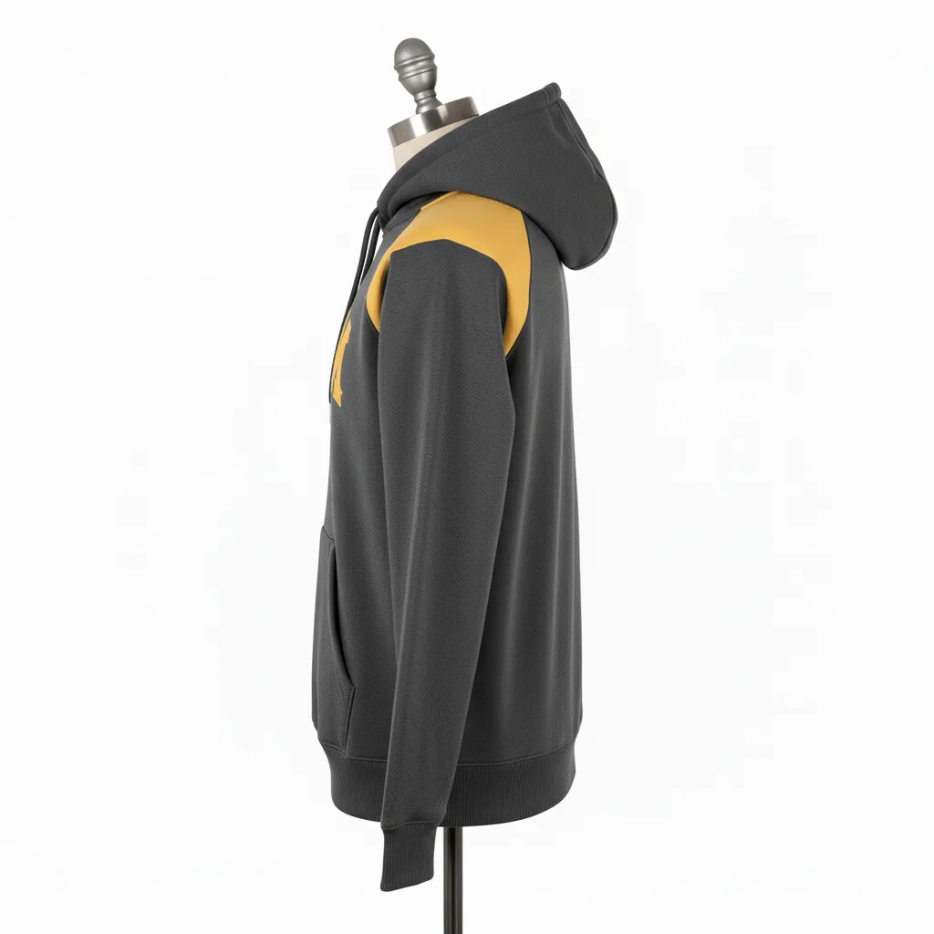 Custom Wrestling Pullover Hoodie - Gold - Pullover Hoodie Charcoal Vegas Shoulder Stripe - Back View - HAMCO Sports Inc.