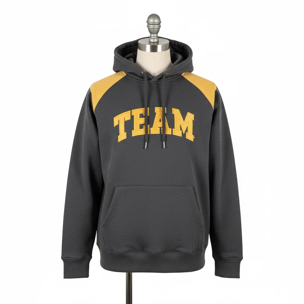 Custom Wrestling Pullover Hoodie - Gold - Pullover Hoodie Charcoal Vegas Shoulder Stripe - Front View - HAMCO Sports Inc.