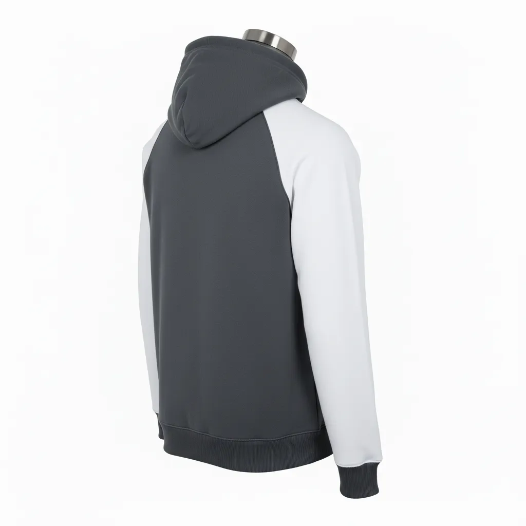 Custom Wrestling Pullover Hoodie - White - Pullover Hoodie Charcoal Raglan Sleeve - Back View - HAMCO Sports Inc.