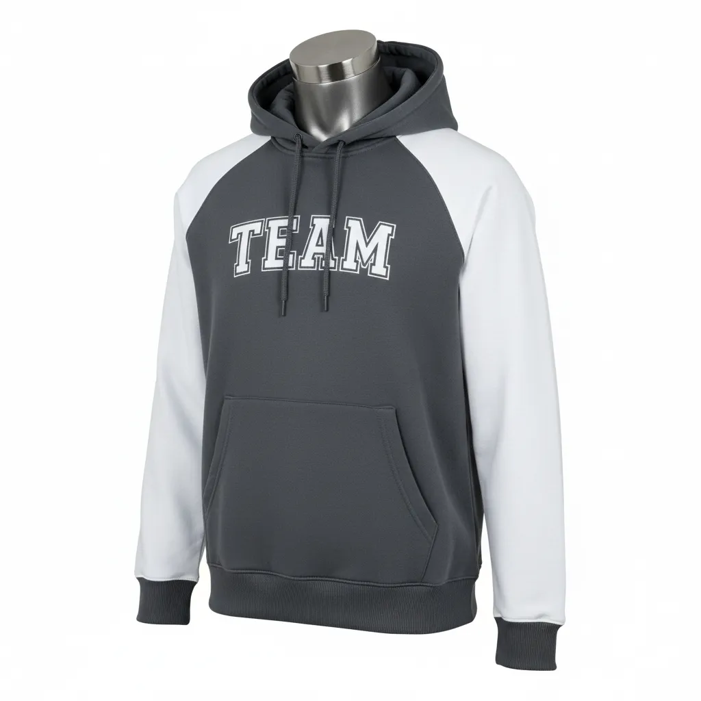 Custom Wrestling Pullover Hoodie - White - Pullover Hoodie Charcoal Raglan Sleeve - Front View - HAMCO Sports Inc.