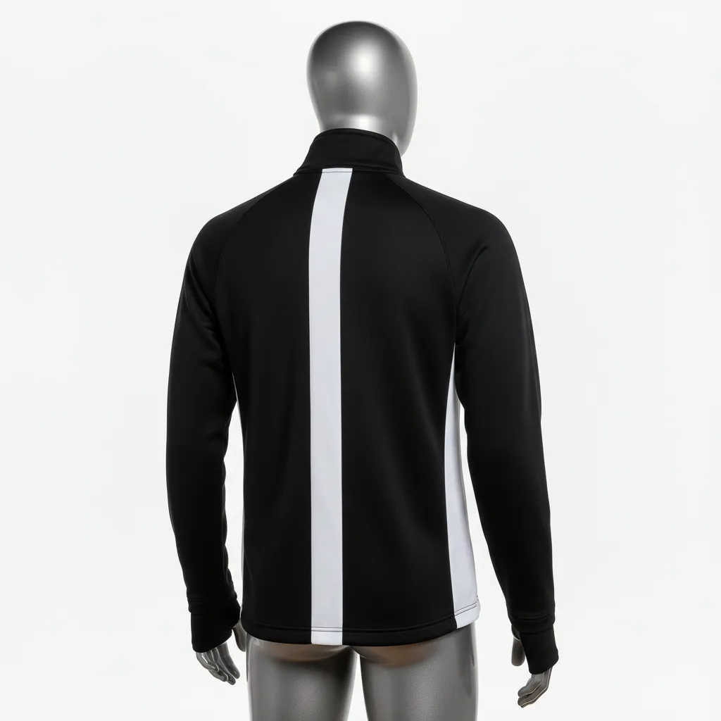 Custom Wrestling Quarter Zipper Warmup Jacket - Black, White - Quarter Zip Jacket Side Insert - Back View - HAMCO Sports Inc.