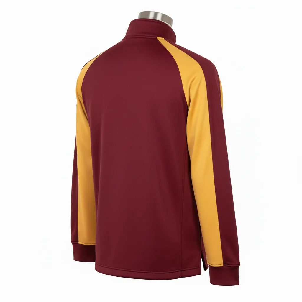Custom Wrestling Quarter Zipper Warmup Jacket - Burgundy, Gold - Quarter Zip Jacket Vegas Raglan - Back View - HAMCO Sports Inc.