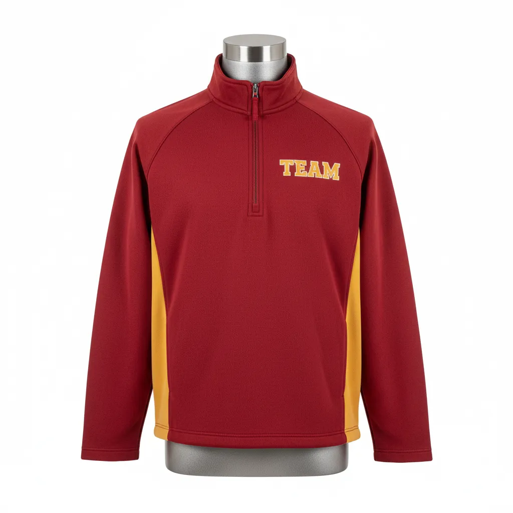 Custom Wrestling Quarter Zipper Warmup Jacket - Gold - Quarter Zip Jacket Cardinal Vegas Side Insert - Front View - HAMCO Sports Inc.