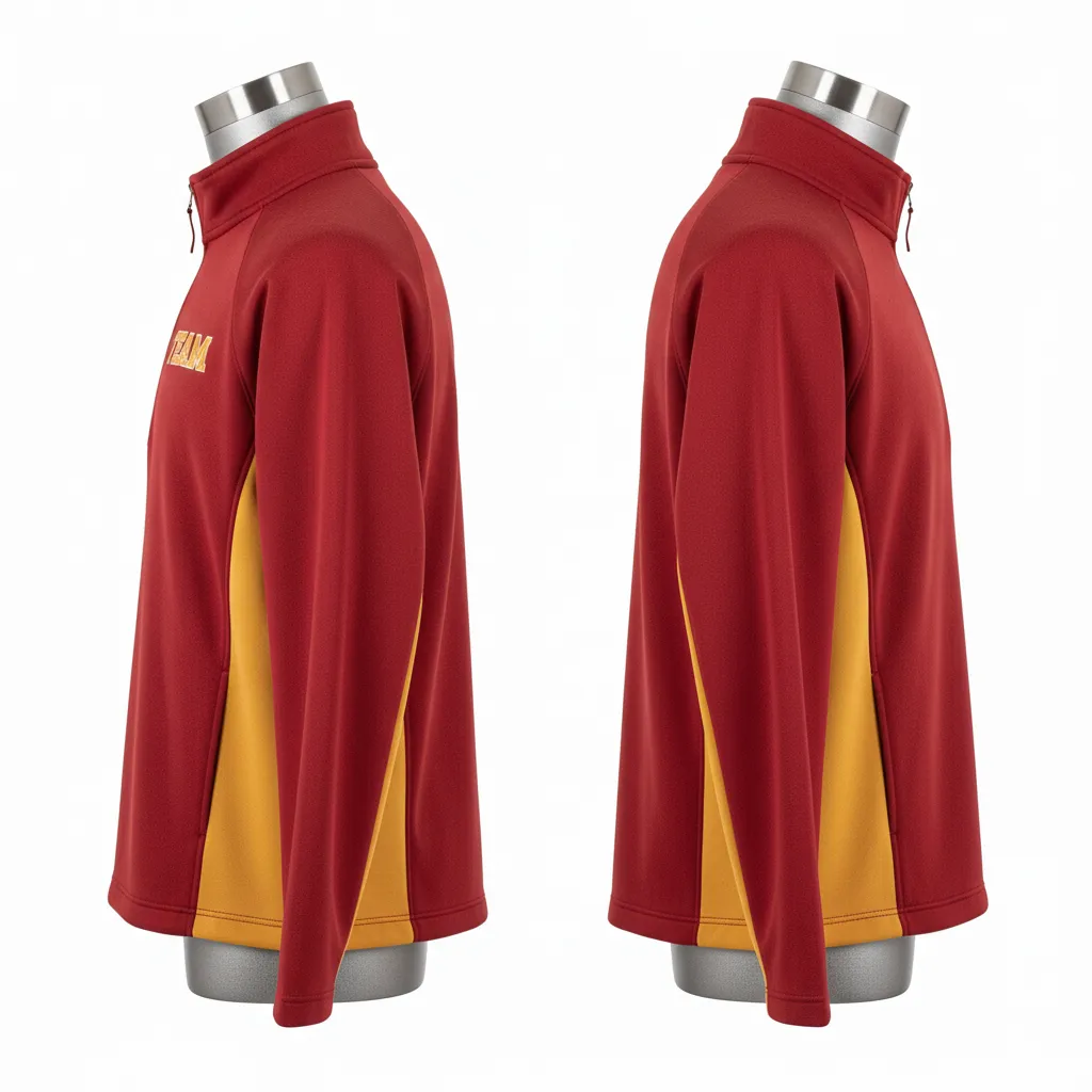 Custom Wrestling Quarter Zipper Warmup Jacket - Gold - Quarter Zip Jacket Cardinal Vegas Side Insert - Side View - HAMCO Sports Inc.