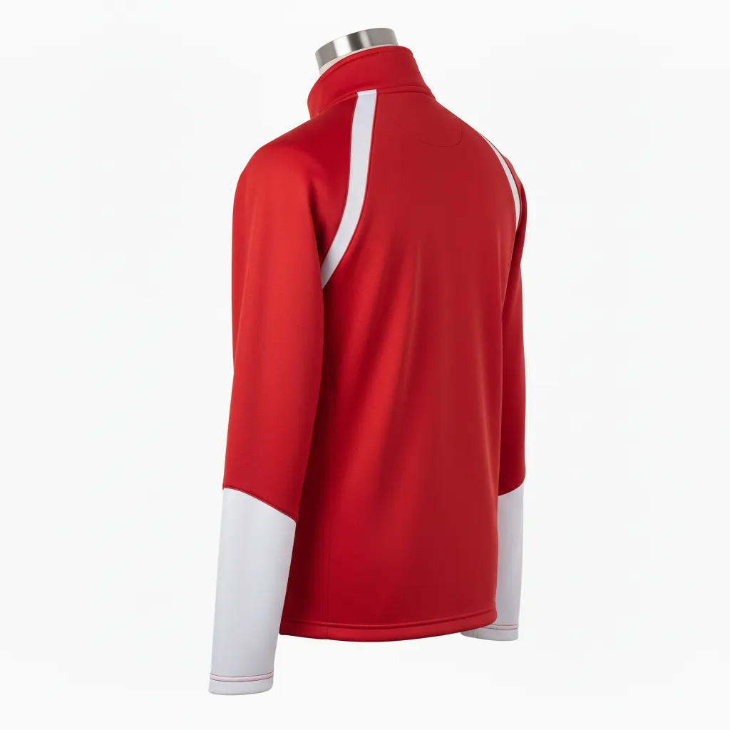 Custom Wrestling Quarter Zipper Warmup Jacket - White - Quarter Zip Jacket Cardinal Raglan - Back View - HAMCO Sports Inc.