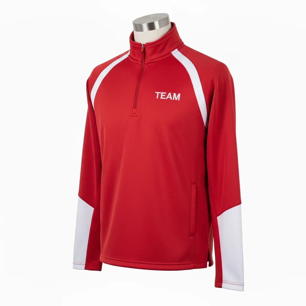 Custom Wrestling Quarter Zipper Warmup Jacket - White - Quarter Zip Jacket Cardinal Raglan - Front View - HAMCO Sports Inc.